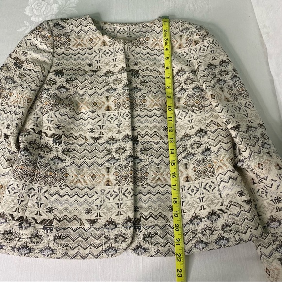Tahari ASL Open Front Metallic Print Formal Career Jacket size 6P - Picture 10 of 12